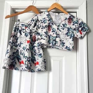 Shein Two Piece Floral Skirt Matching Set size 11-12Y
